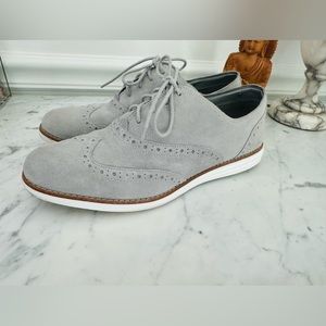 Cole Haan Women's Vapor Gray Suede Grand Wingtip II Lace Up Loafers Size 10 B